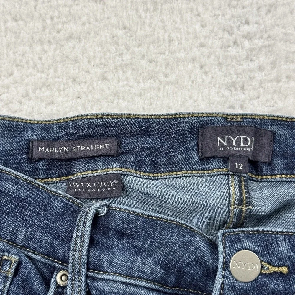 NYDJ Jeans Women's‎ 31 Blue Marilyn Straight Stretch Mid Rise Medium Wash Denim - Picture 3 of 10